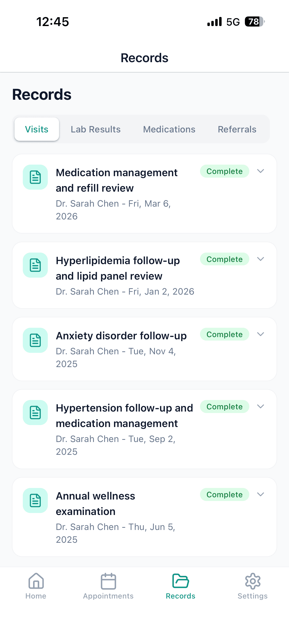 Gigabox EHR mobile — medical records